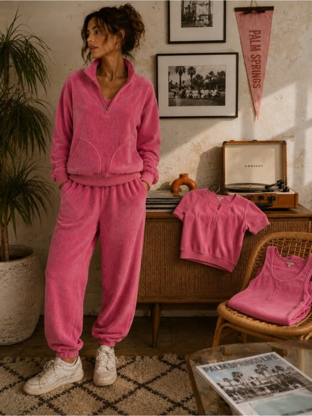 On The Ball Vintage Pink Terry Cloth 4 Piece Set Barbiecore Resortwear M L